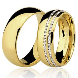 Alianças de Casamento ou Noivado Anatômica com Brilhantes - 7600892078 - RDJ Joias